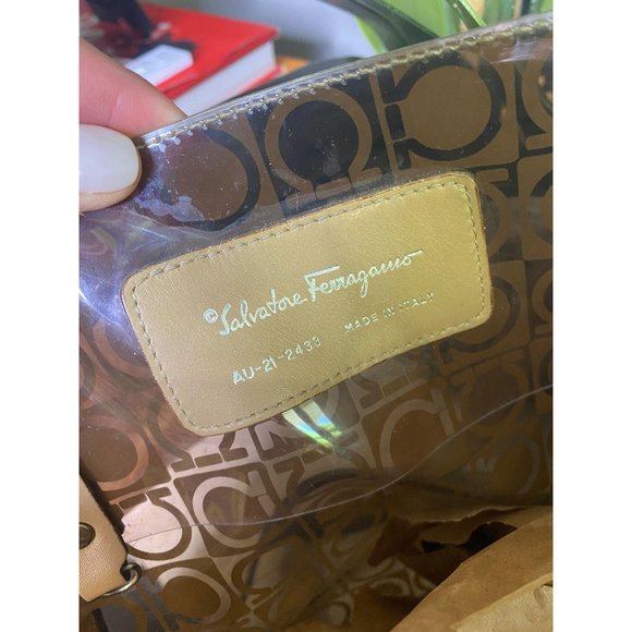 (Sold) Ferragamo PVC Plastic Logo Beach Tote Bag - Picture 6 of 12